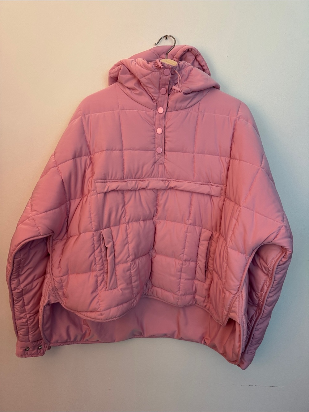 Altar'd State Pink Quilted Hooded Pullover Puffer